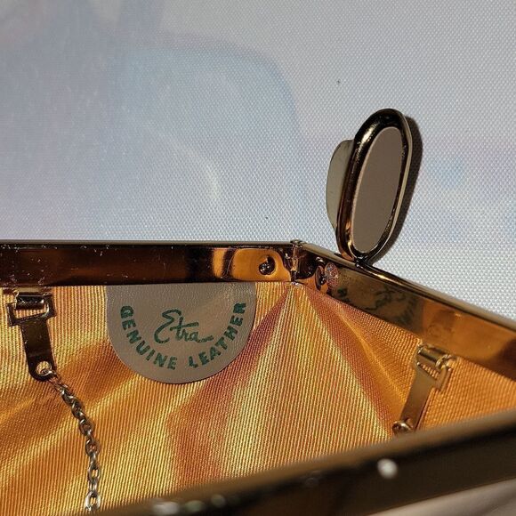 Etra Leather Clutch Handbag Vintage 1950s Taupe - Picture 5 of 7